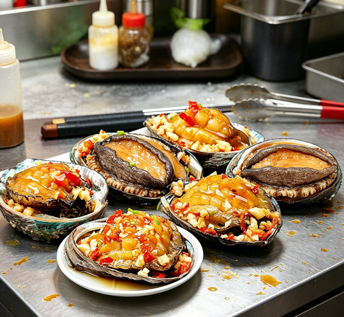 Braised Abalone in Shell with Garlic & Chili