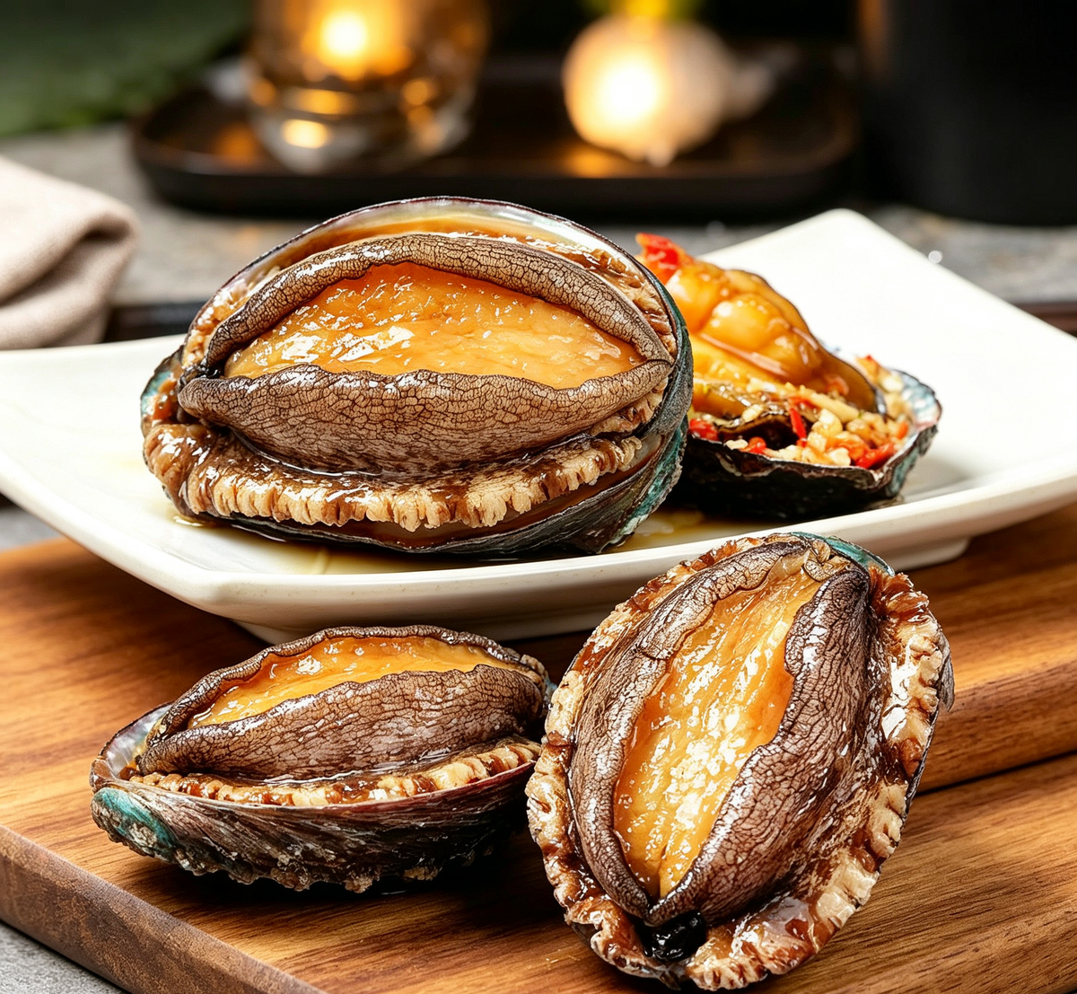 Braised Abalone in Shell with Garlic & Chili
